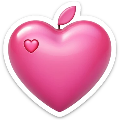 Apple-style 3D emoji of a shiny pink  heart, smooth and glossy surface, simple and elegant design, no background. sticker