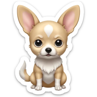 Full White and black Chihuahua - tiny, chubby and big ears. Full body sticker