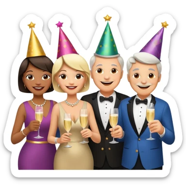 a gathering of middle aged adults sticker