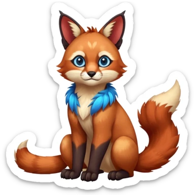 Colorful tropical blue exotic cute cool beautiful shiny beautiful fantasy-caracal-Gryphon-Cacomistle-Trico-Red-Panda-oncilla-animal-Fakémon-hybrid-fursona (full body) sticker