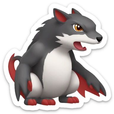 Cute cool black red white grey animal hybrid Fakemon full body sticker