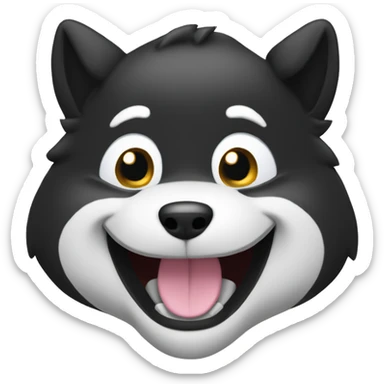 black siba inu face | grinning squinting face | laugh | mouth | satisfied | smile sticker
