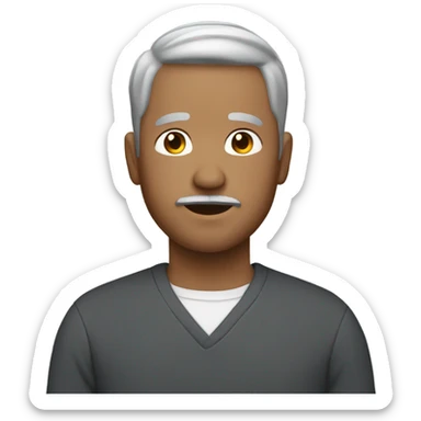 person with short hair, goatee, graying hair, not to white, round face sticker