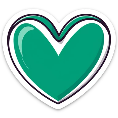Beautiful elegant Maya-inspired heart symbol, refined clean geometric lines, sophisticated, dark green on white sticker