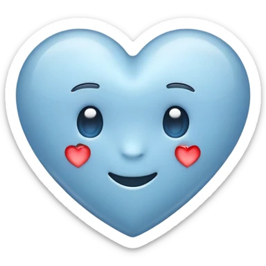 apple style emoji heart in soft muted blue, simple and light-hearted sticker