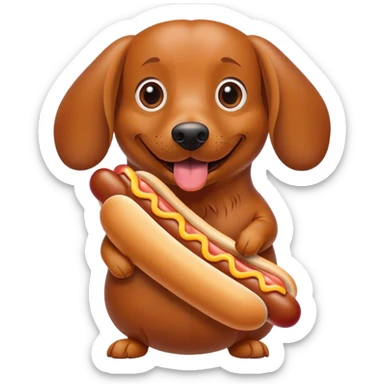 wiener dog eating a hot dog sticker