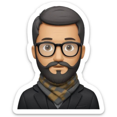 gray scarf male  beard hair with suit glasses sticker