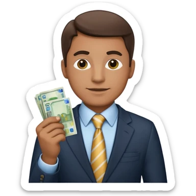 AN UNCLE with a tie in business clothes and with euro money
 sticker