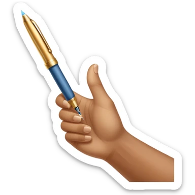 A glowing, slightly transparent hand—representing the future self—emerges from a piece of paper, offering a pen to the present self. The present self’s hand, solid and real, reaches out to take it, symbolizing the moment of choosing action over procrastination, guided by the future self’s wisdom. sticker