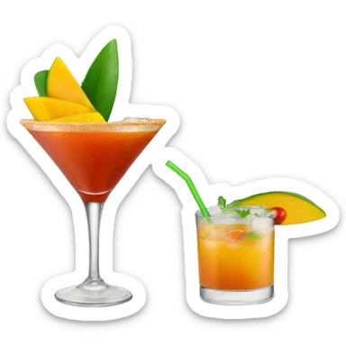 a mango cocktail with tajin on the rim  sticker