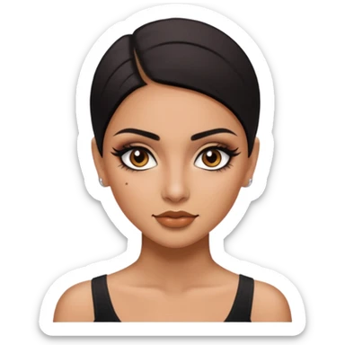 latina, baddie,pretty, brown eyes, makeup, black eyeliner, shaved half  hair sticker