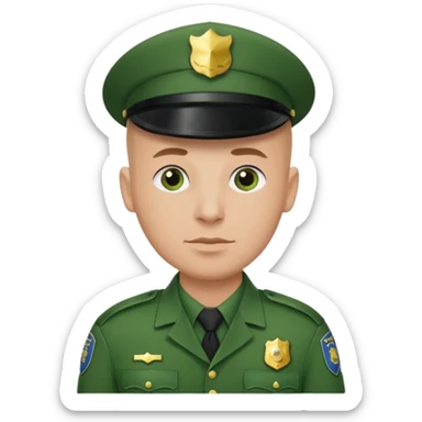 green uniform police bald no cap  sticker