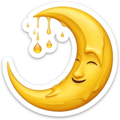 Melting waning crescent moon without any face and should in yellow colour sticker