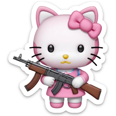  hello kitty with a ak47 sticker