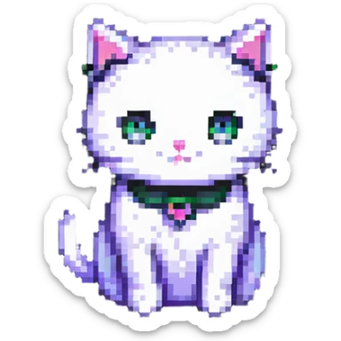 simple and cute cat in pixel art style sticker