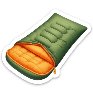 Cinematic Realistic Sleeping Bag, plush and slightly wrinkled, rich fabric texture catching the firelight, glowing with warmth and inviting coziness, nestled within a peaceful campsite. sticker