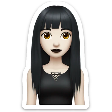 goth girl that has pale white skin and Long Dark Red hair and has fringe bangs sticker