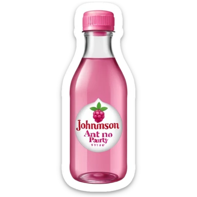 realistic Johnson and Johnson style bottle pink cap pink logo clear bottle with aint no party like a berry party written on the logo with diddy oil and a berry on top bottle sticker