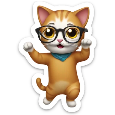 Cat dancing with glasses sticker