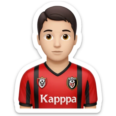 Supporter de L’ogc Nice. Maillot de foot rouge et noir (bandes) logo Kappa.  sticker