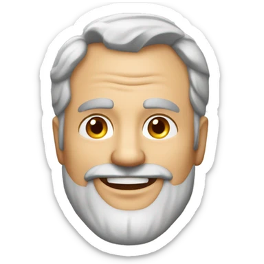 mid 50s dad, grinning, muscular, with beard, grey hair, portrait, t shirt sticker