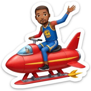 Kevin Durant riding a red rocket sticker