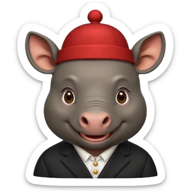 black suited rhino with fes hat sticker