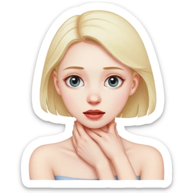 Girl grabbing her neck sticker