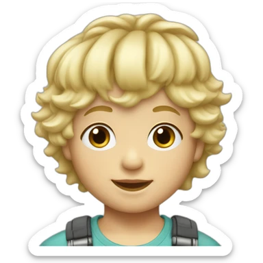 Toddler boy with short straight fringe and slightly blonde mullet hairstyle with ringlets sticker