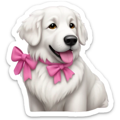 white great pyrenees dog with a pink bow sticker