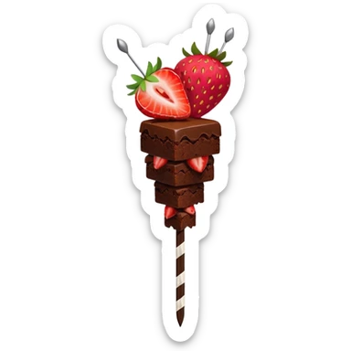 brownies and strawberries on a skewer sticker