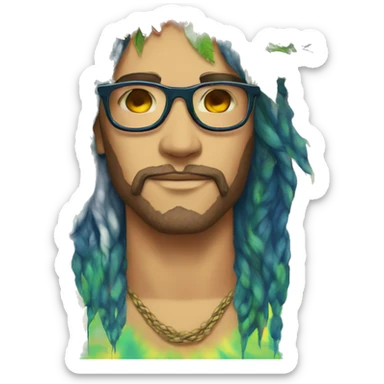 Tie dye hippie person flower crown tattoos hemp leaves sticker