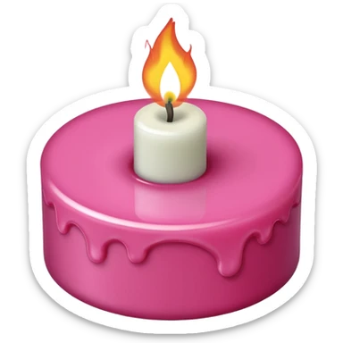 A drawing of a flaming pink candle that could be used at a romantic dinner table. The camera should be isometric at a Bird's-Eye View angle. sticker