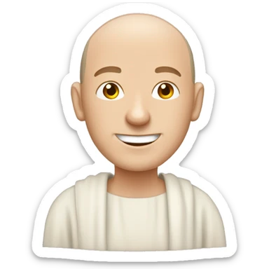 Happy white middle age male human Irish monk with buzz cut  sticker