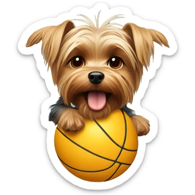 Yorkshire terrier play with the ball sticker
