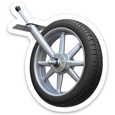 Emoji-style aircraft landing gear with a single wheel and strut, simplified design, clean lines, cartoon-like, isolated on white background, minimal shading sticker