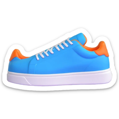 blue sneaker with white sole, side view, cartoonish 3D emoji style sticker