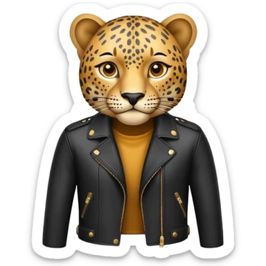 leopard in stylish leather jacket sticker
