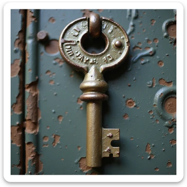 90s grunge style key, worn metal, vintage details, retro atmosphere, isolated on white background, hyperrealistic, 4K, variant 1 sticker