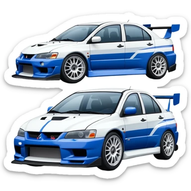 Mitsubishi lancer Evo viii blue and white sticker