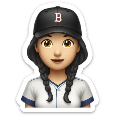 Taiwanese girl with black baseball cap sticker