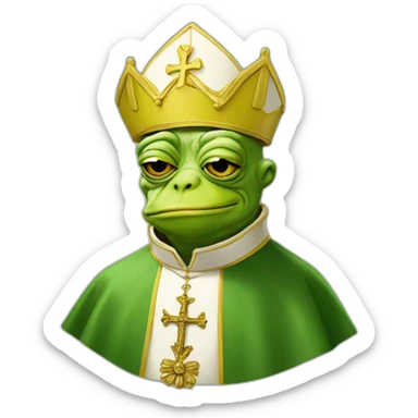 pope Pepe frog yellow sticker