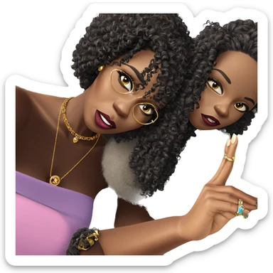 afro girl with jewelry sticker