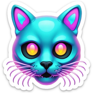 Catty Neon Snaky Protogen-Skull-cat  sticker