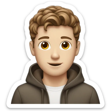 White Boy with brown hair and AirPods sticker