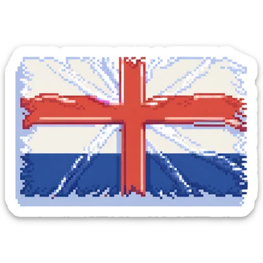pixel art version of Norway's flag minimal colorful sticker