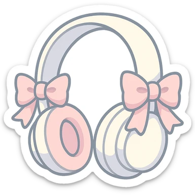 pastel toon style white headphones with pink bows sticker