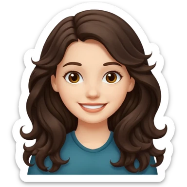 A white girl with long dark brown wave hair  sticker