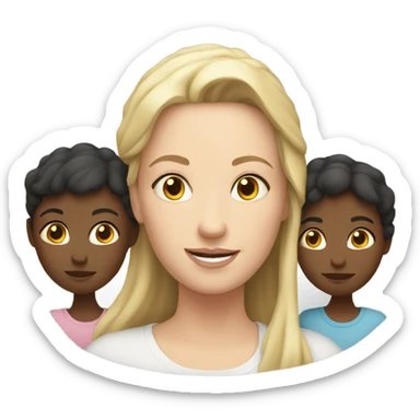 white mom with 3 white children sticker