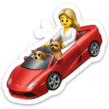 Christ the Redeemer (statue) holding a yorkie while driving red f1 car sticker